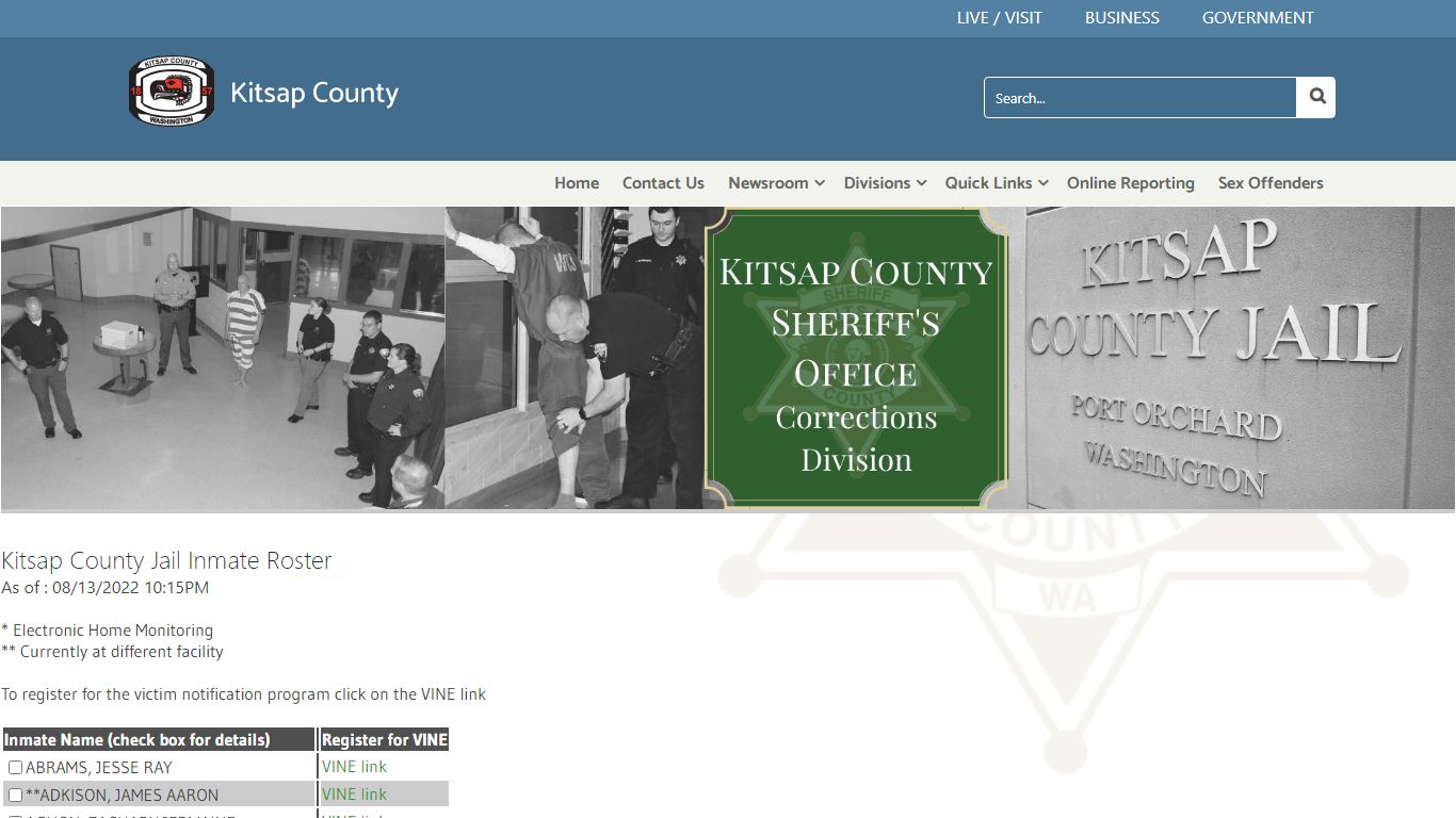 In Custody - Kitsap County, Washington