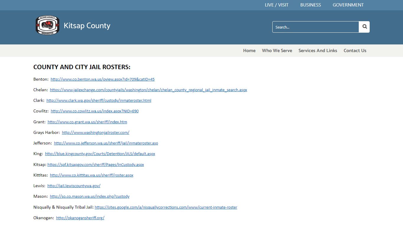 County and City Jail Rosters - Kitsap County, Washington